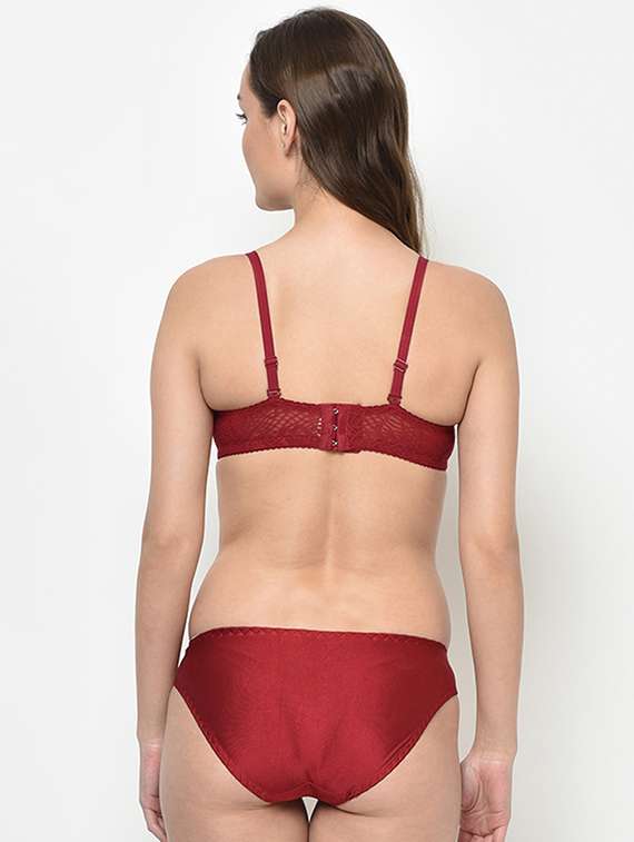 maroon lace bras and panty set - 16794188 -  Standard Image - 2