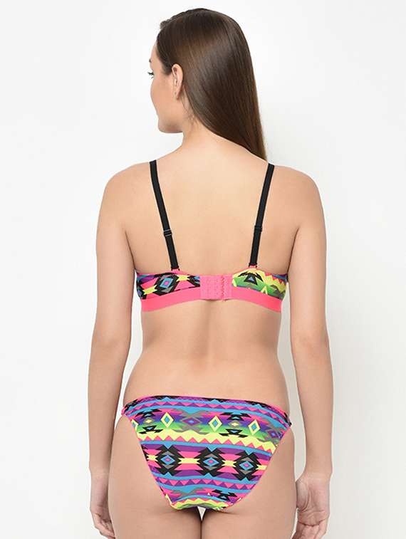 contrast strap quirky bra & panty set - 16794198 - Standard Image - 2