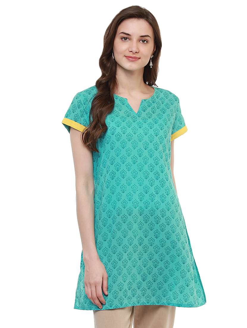 blue cotton aline kurti