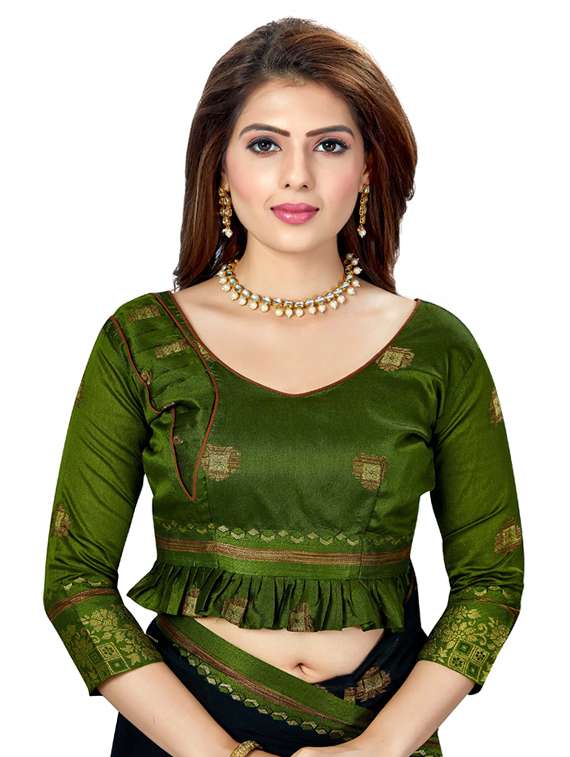 bordered chanderi saree with blouse - 16795949 -  Standard Image - 2