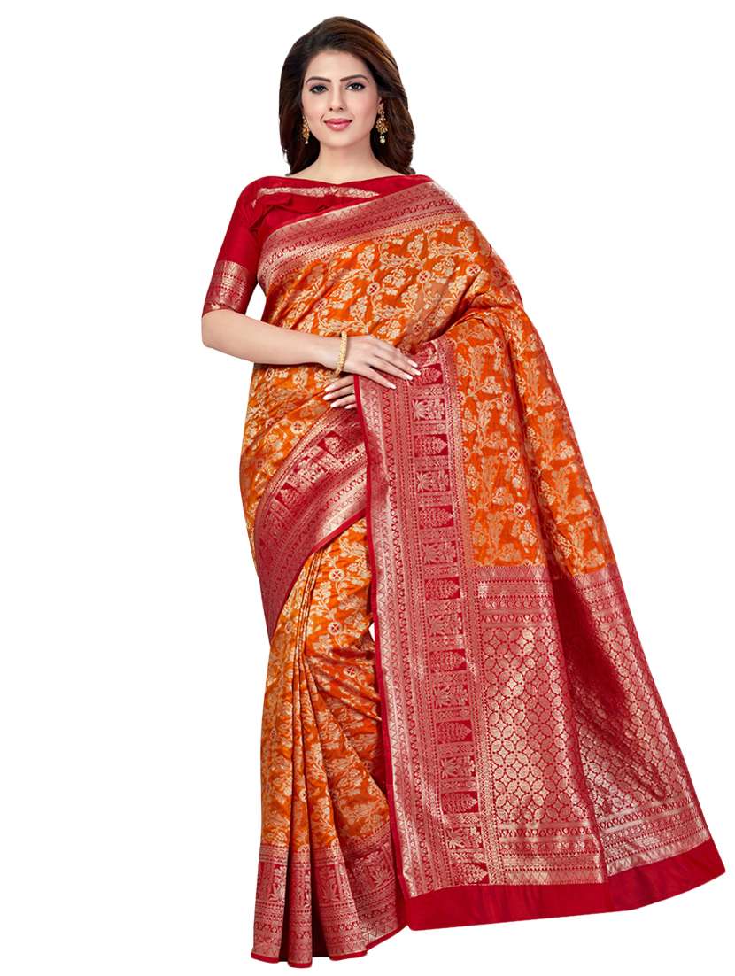 self design banarasi saree with blouse