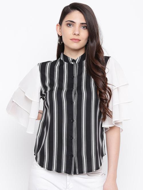 ruffle sleeved striped shirt  - 16796173 -  Standard Image - 0