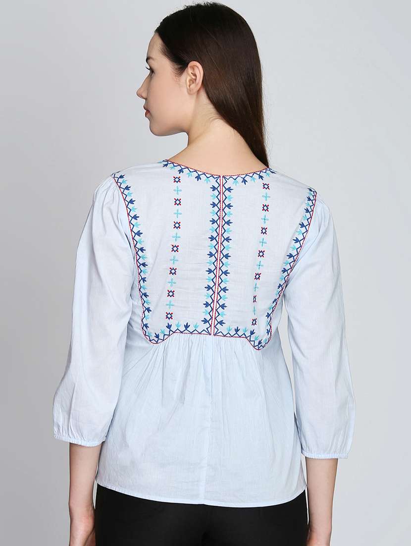 women's a line tie-up neck top - 16796201 -  Standard Image - 2