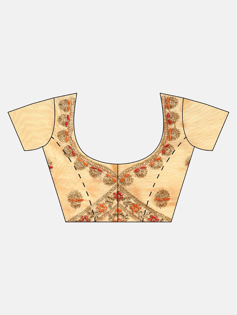 checkered printed saree with blouse - 16796323 - Standard Image - 2