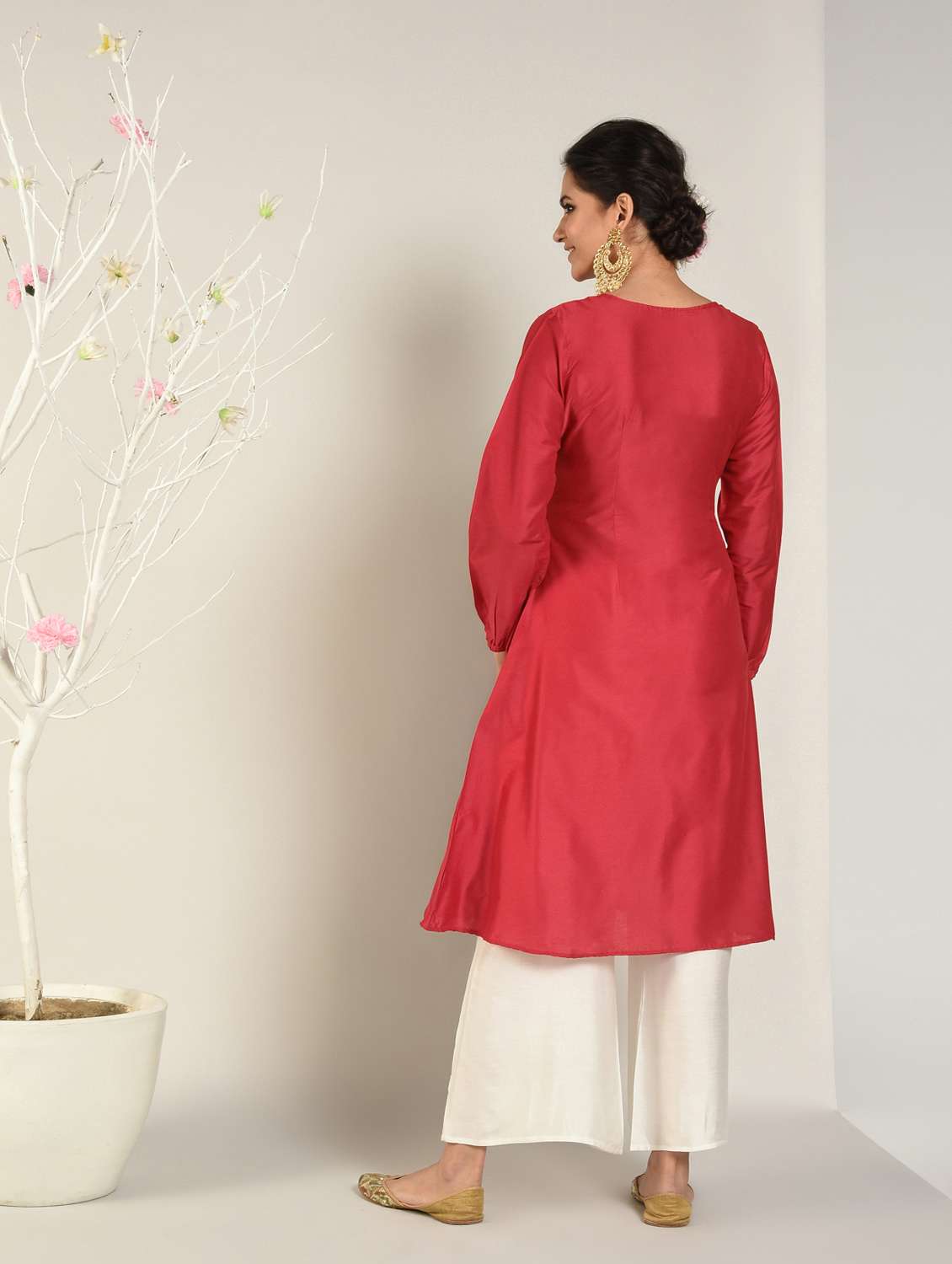 solid a-line kurta - 16797523 -  Standard Image - 2