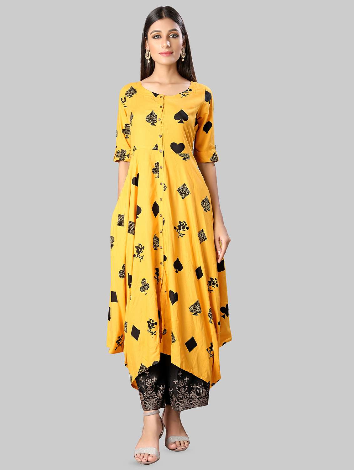 printed asymmetric kurta 