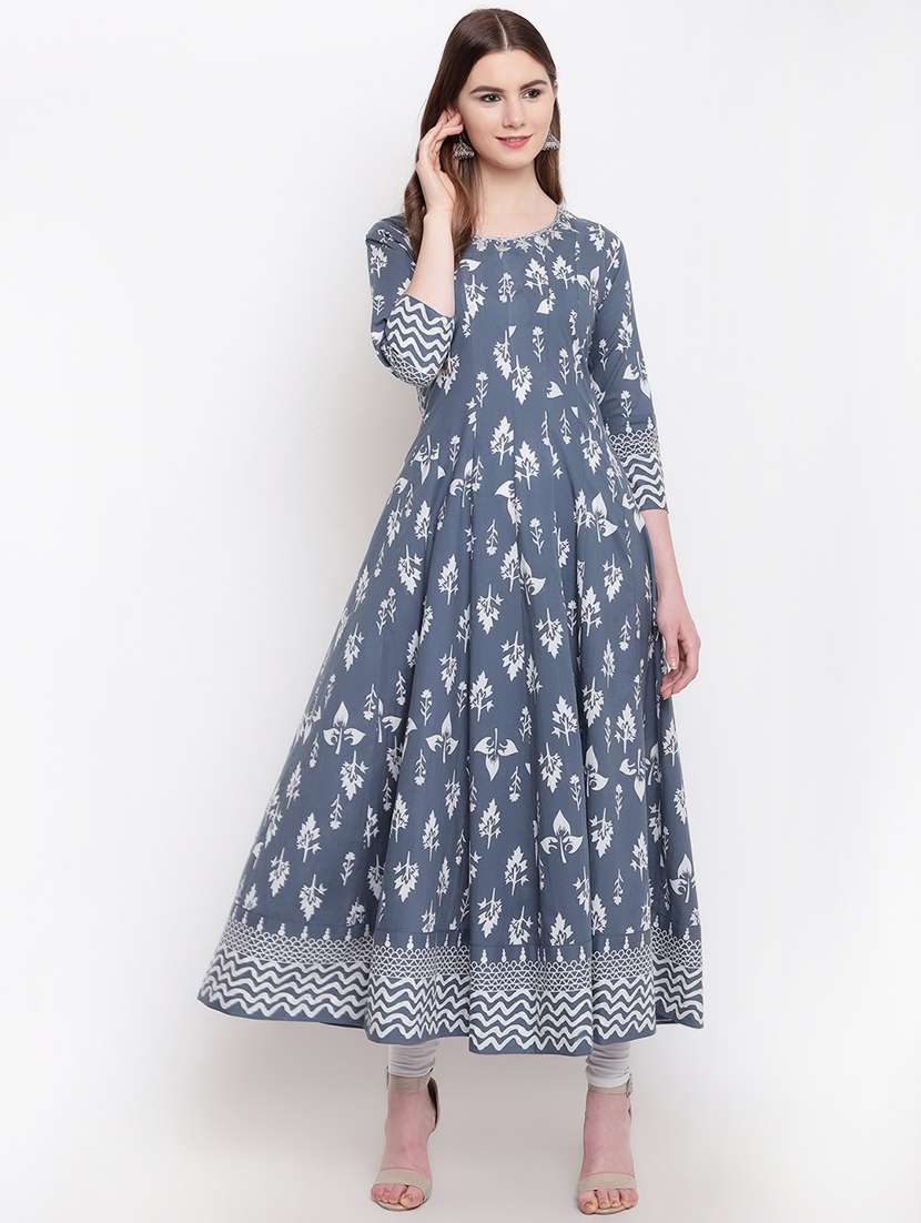 printed kalidar kurta - 16800360 - Zoom Image - 0