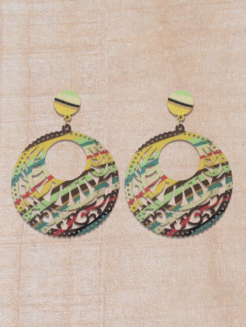 multi colored wood drop earring - 16800393 - Standard Image - 0
