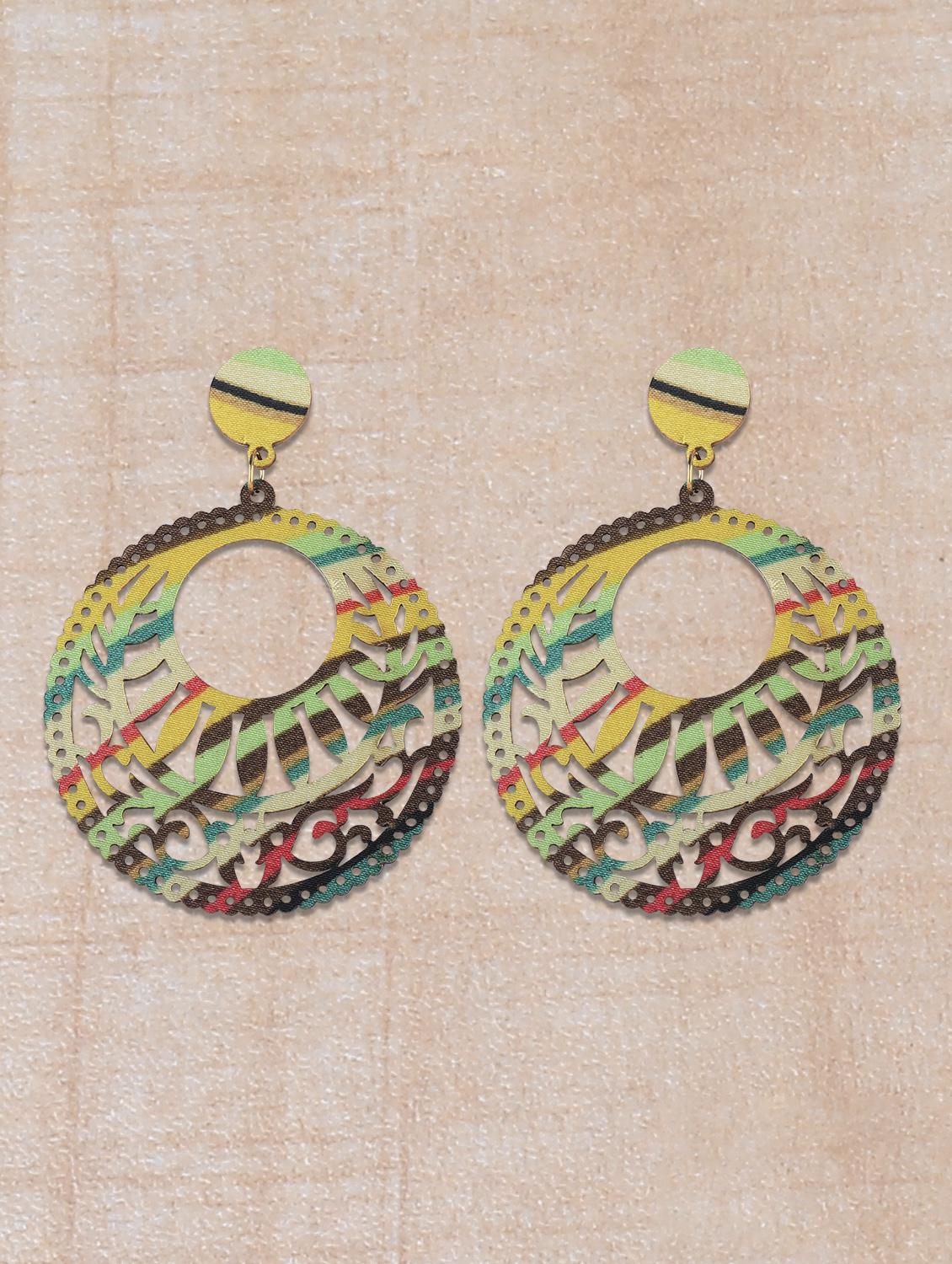 multi colored wood drop earring - 16800393 - Zoom Image - 0