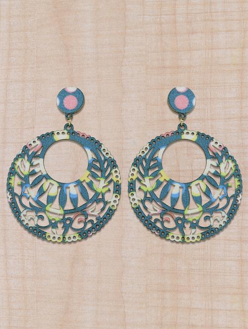 blue wood drop earring - 16800395 - Standard Image - 0
