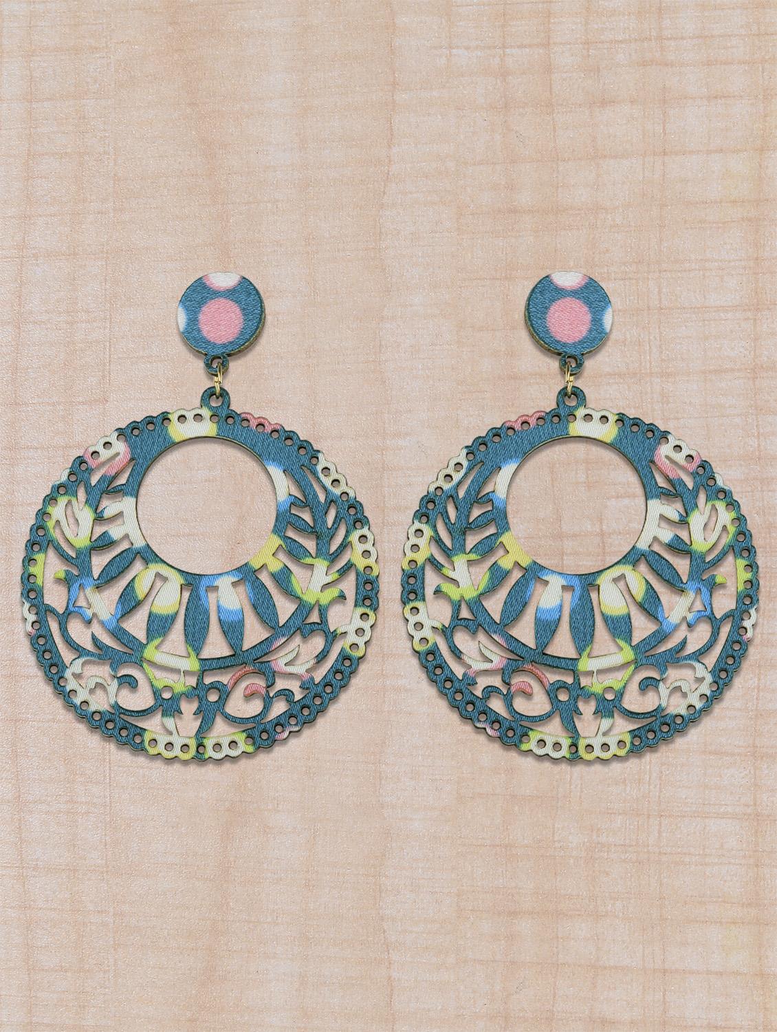 blue wood drop earring - 16800395 - Zoom Image - 0