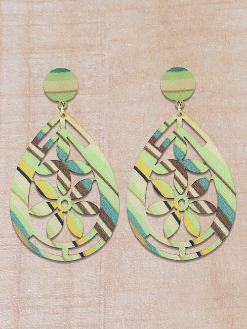 multi colored wood drop earring - 16800405 - Standard Image - 0
