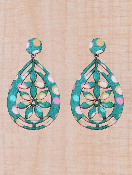 blue wood drop earring - 16800408 -  Standard Image - 0