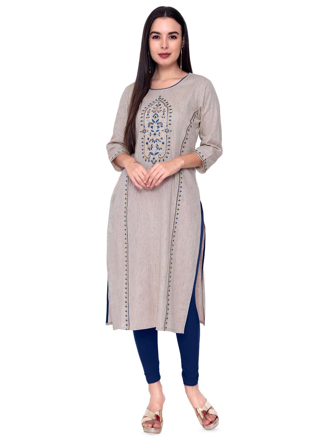 embroidered straight kurta