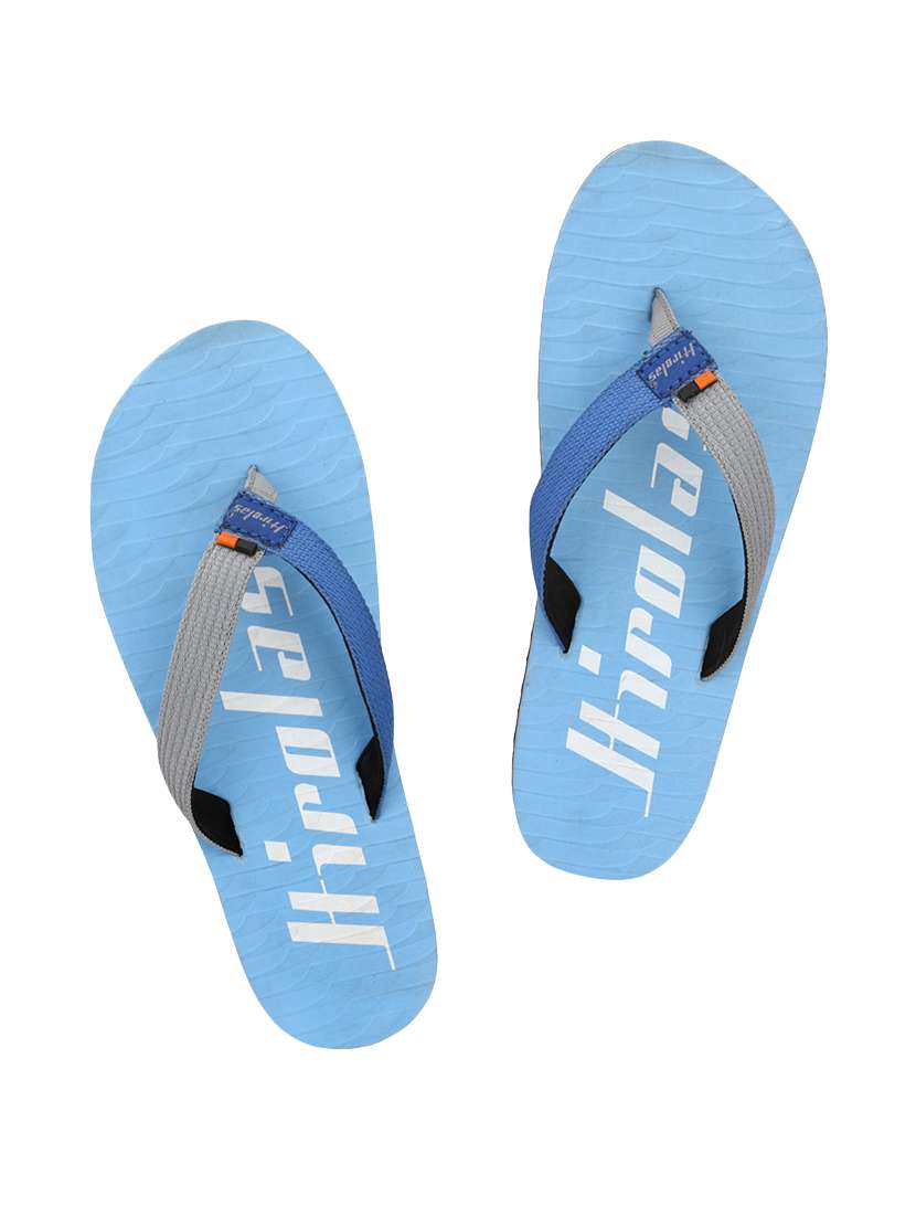 blue fabric toe separator flip flops
