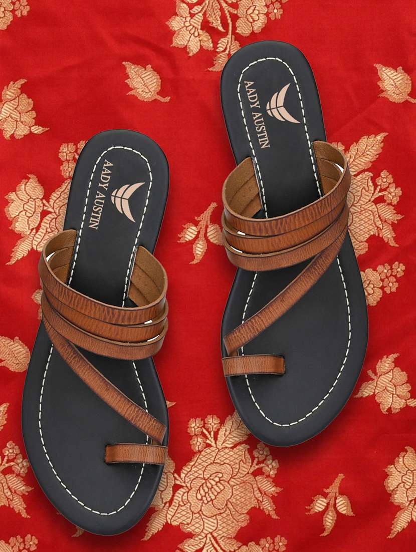tan one toe sandals