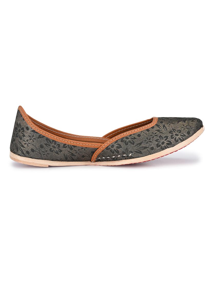 black fabric slip on jutis & mojaris - 16801601 - Standard Image - 2