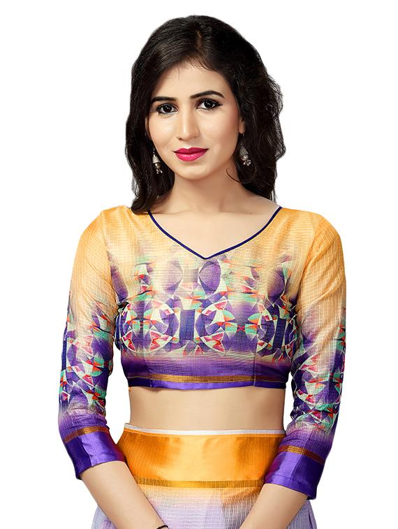 floral printed saree with blouse - 16805457 - Standard Image - 2