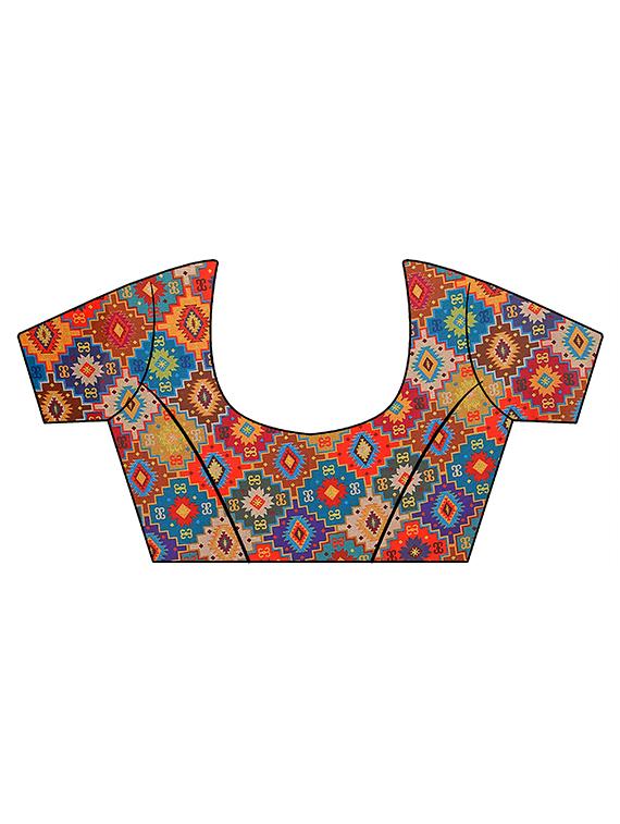 solid half & half saree with blouse - 16805485 - Standard Image - 2