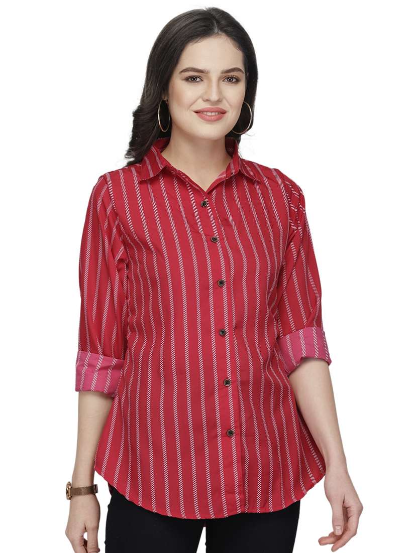 roll up sleeved striped shirt 