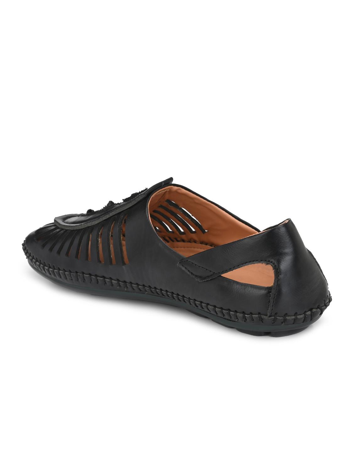 black leatherette slip on sandals - 16808285 - Standard Image - 2
