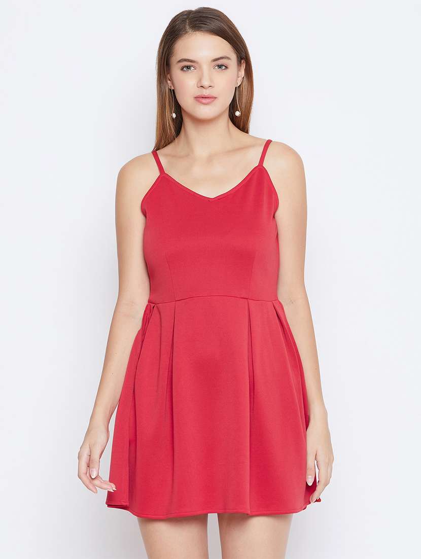 women's fit & flare solid dress