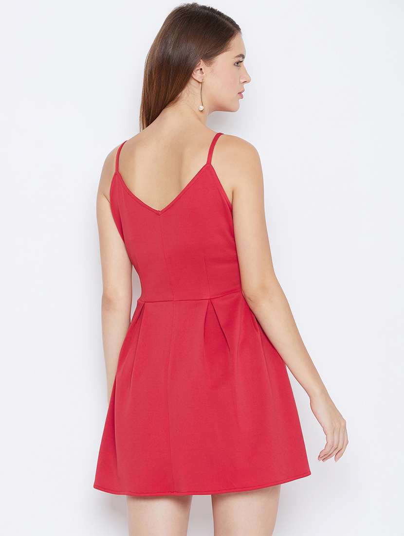 women's fit & flare solid dress - 16810011 -  Standard Image - 2