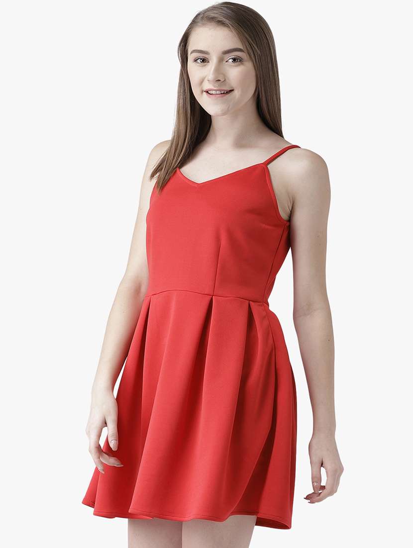 women's fit & flare solid dress - 16810011 -  Standard Image - 2