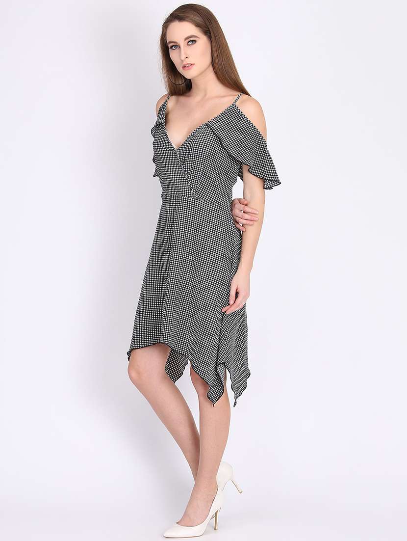 women's asymmetric checks dress - 16810028 -  Standard Image - 2