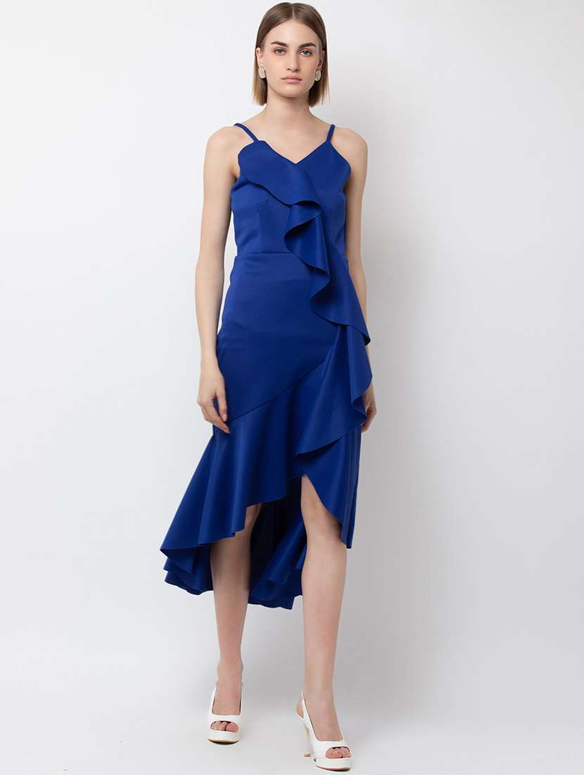 women's high low solid dress