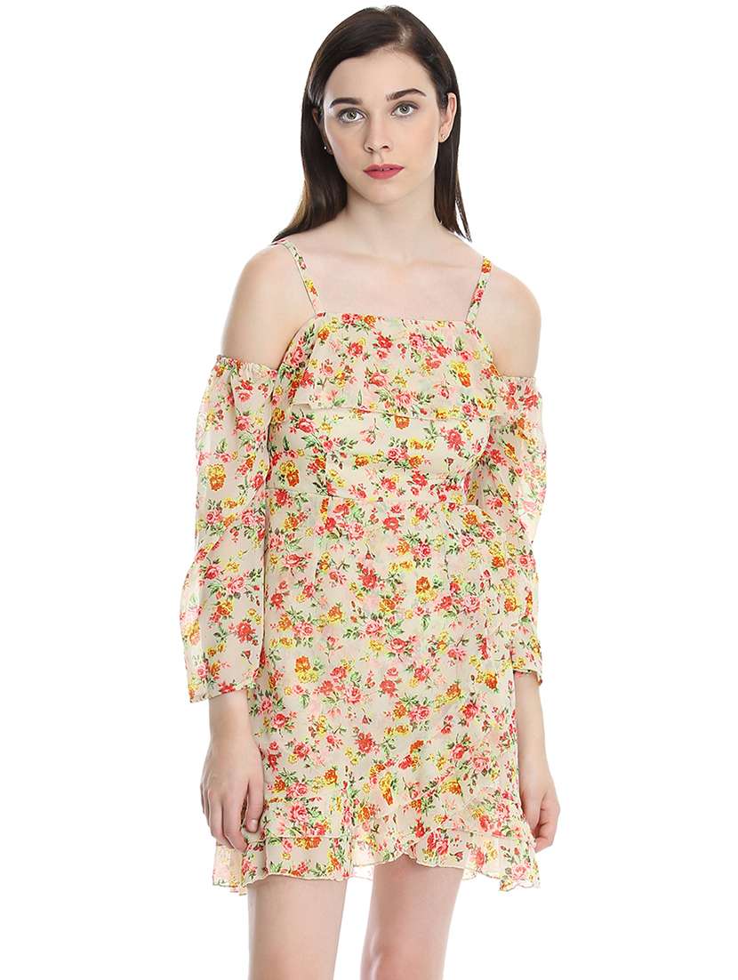 women's ruffled floral dress