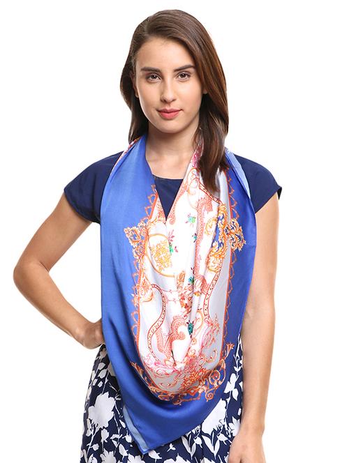 navy blue pure silk scarf - 16810131 - Standard Image - 0