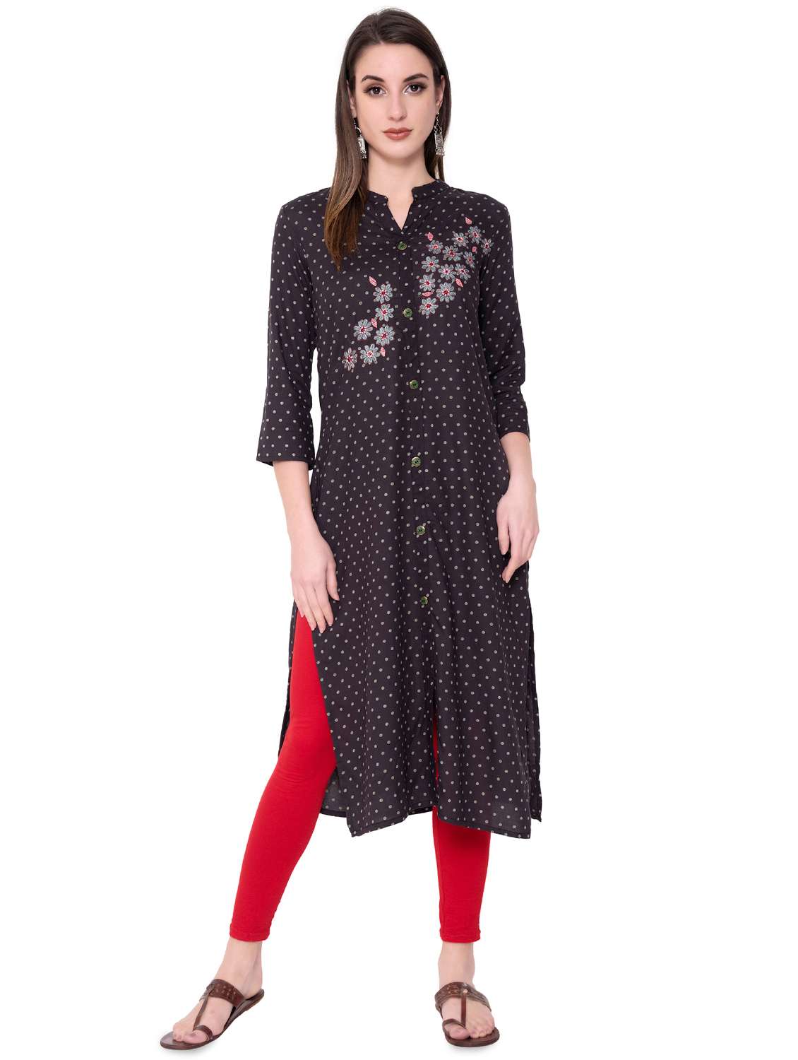 polka dots straight kurta