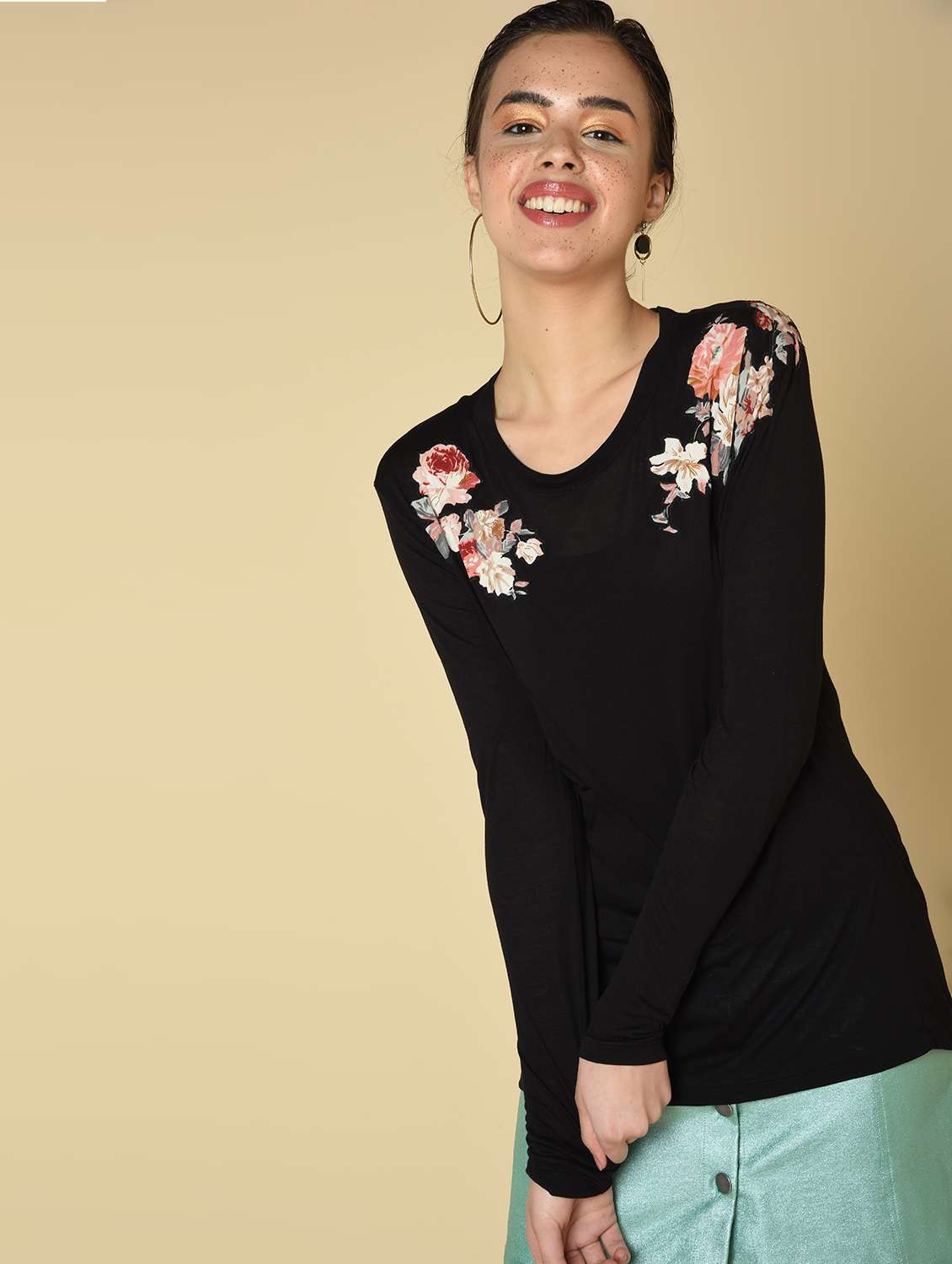 women's straight round neck top - 16810956 - Standard Image - 2