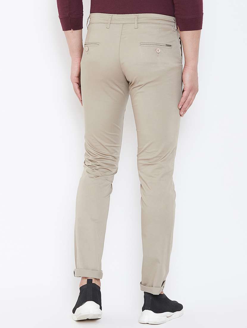 beige solid chinos - 16812497 -  Standard Image - 2
