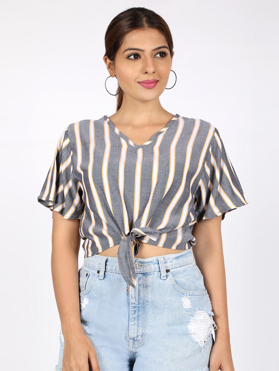 women's crop v neck top - 16812689 -  Zoom Image - 0