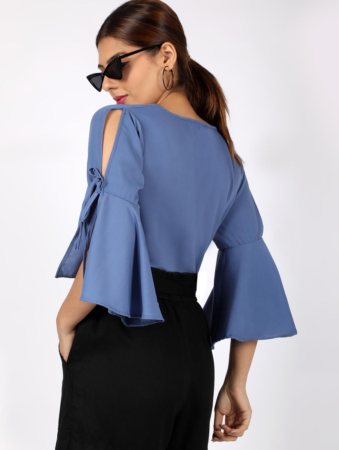 cold bell shoulder solid top - 16812695 - Standard Image - 2