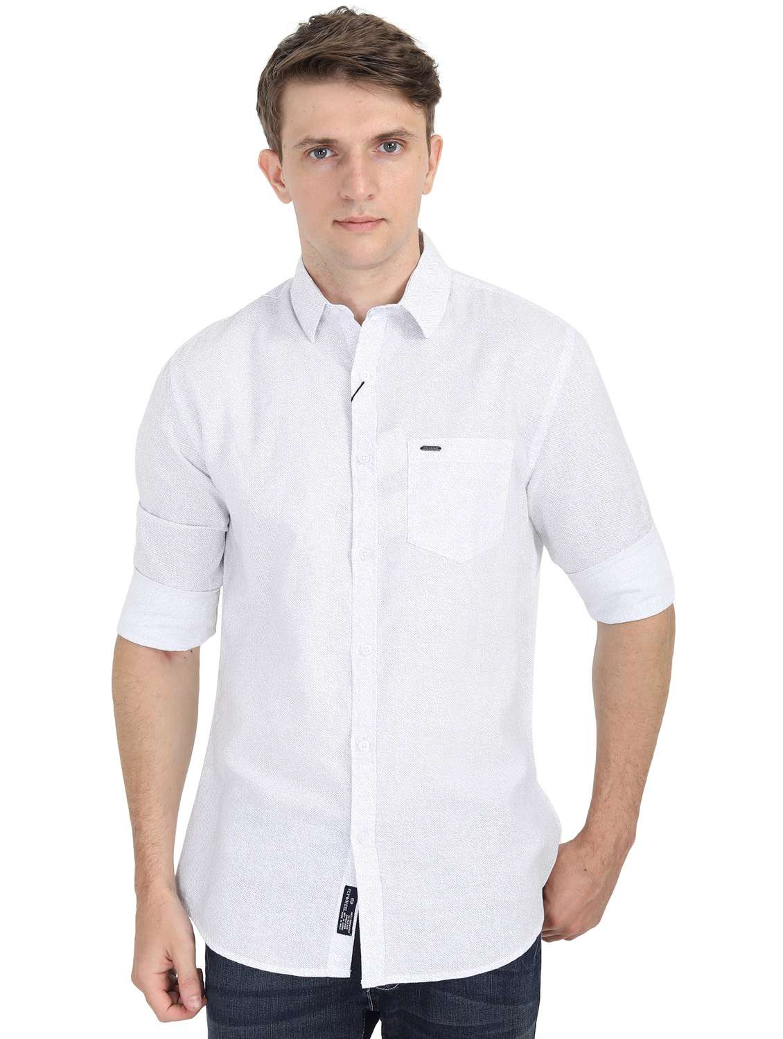 white printed casual shirt