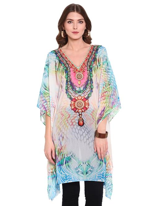 v-neck printed coverup - 16813673 - Standard Image - 0