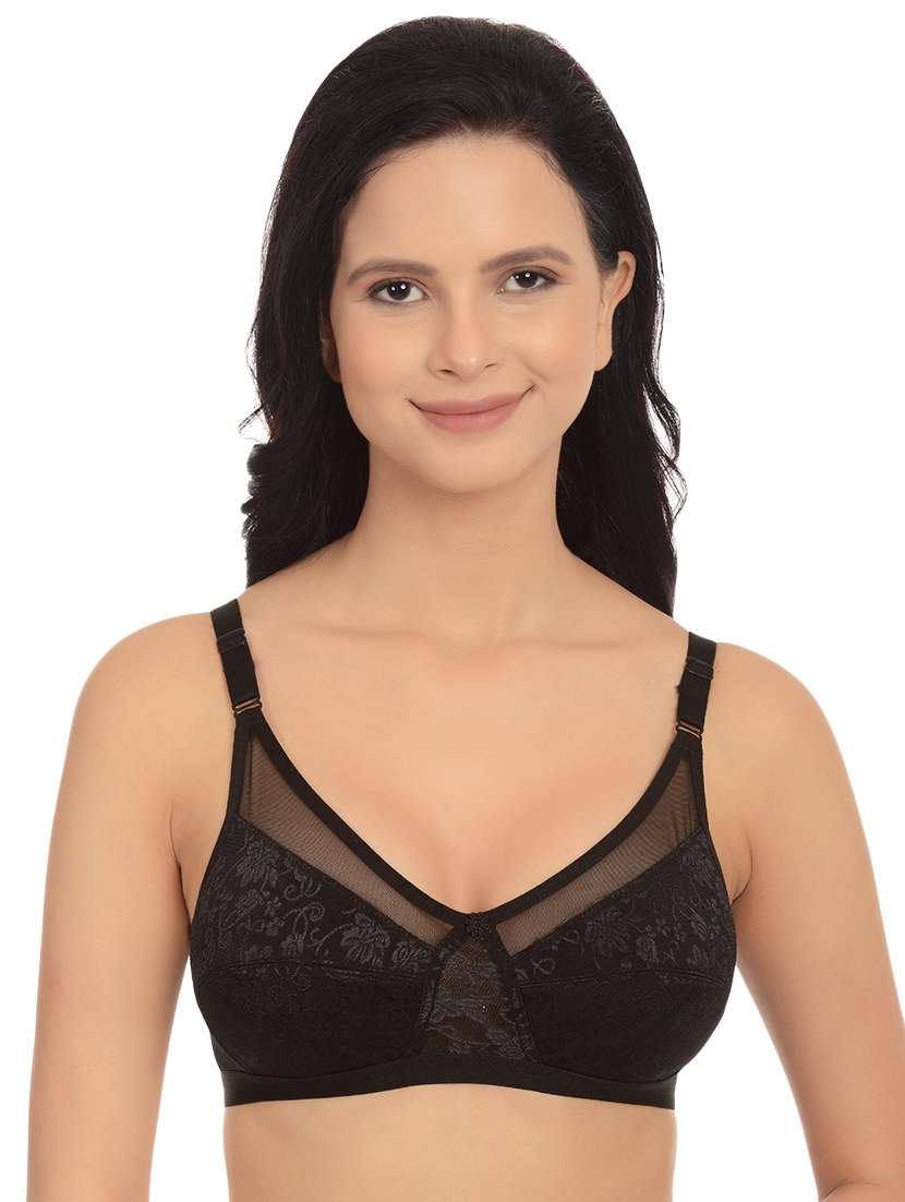 floral patch sheer panel bra