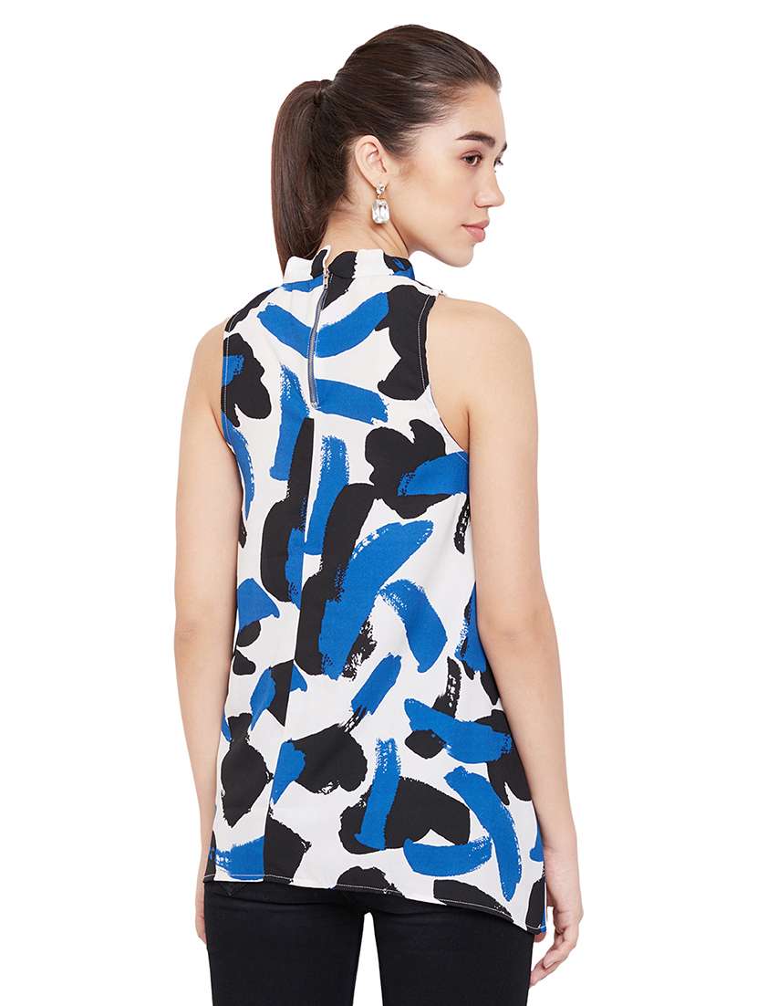 mock neck printed asymmetric top - 16815843 -  Standard Image - 2