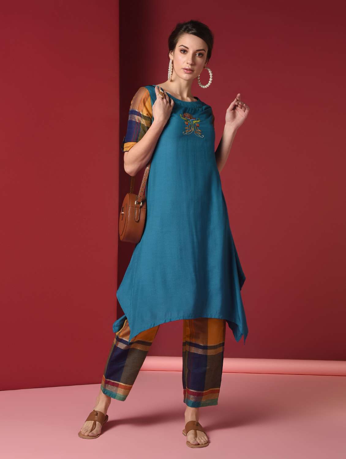 embroidered kurta pant set