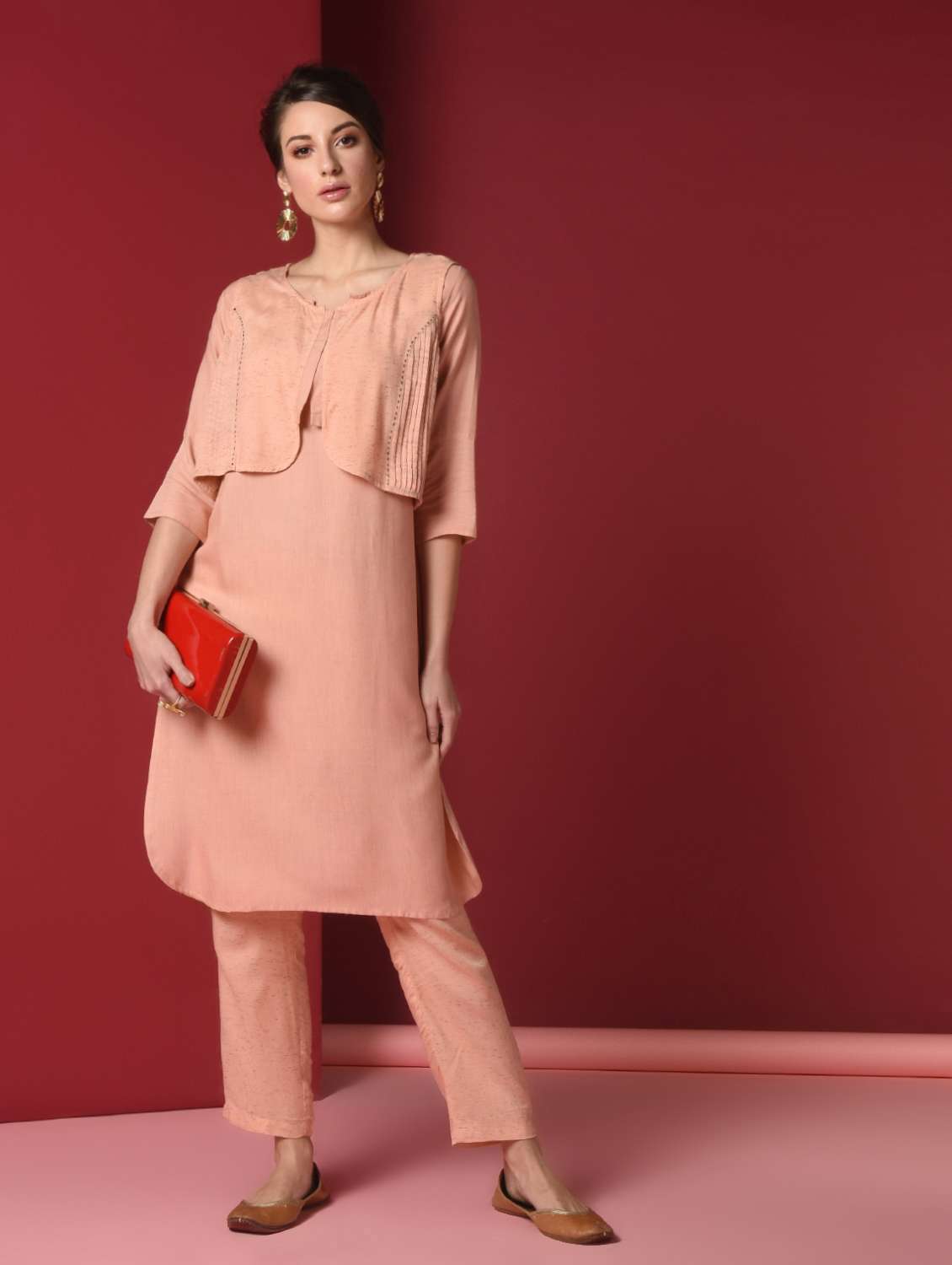 solid kurta pant set