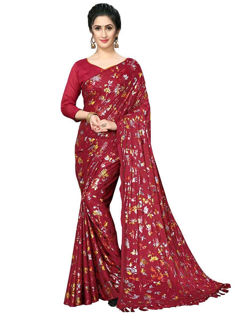 foil printed saree  with blouse