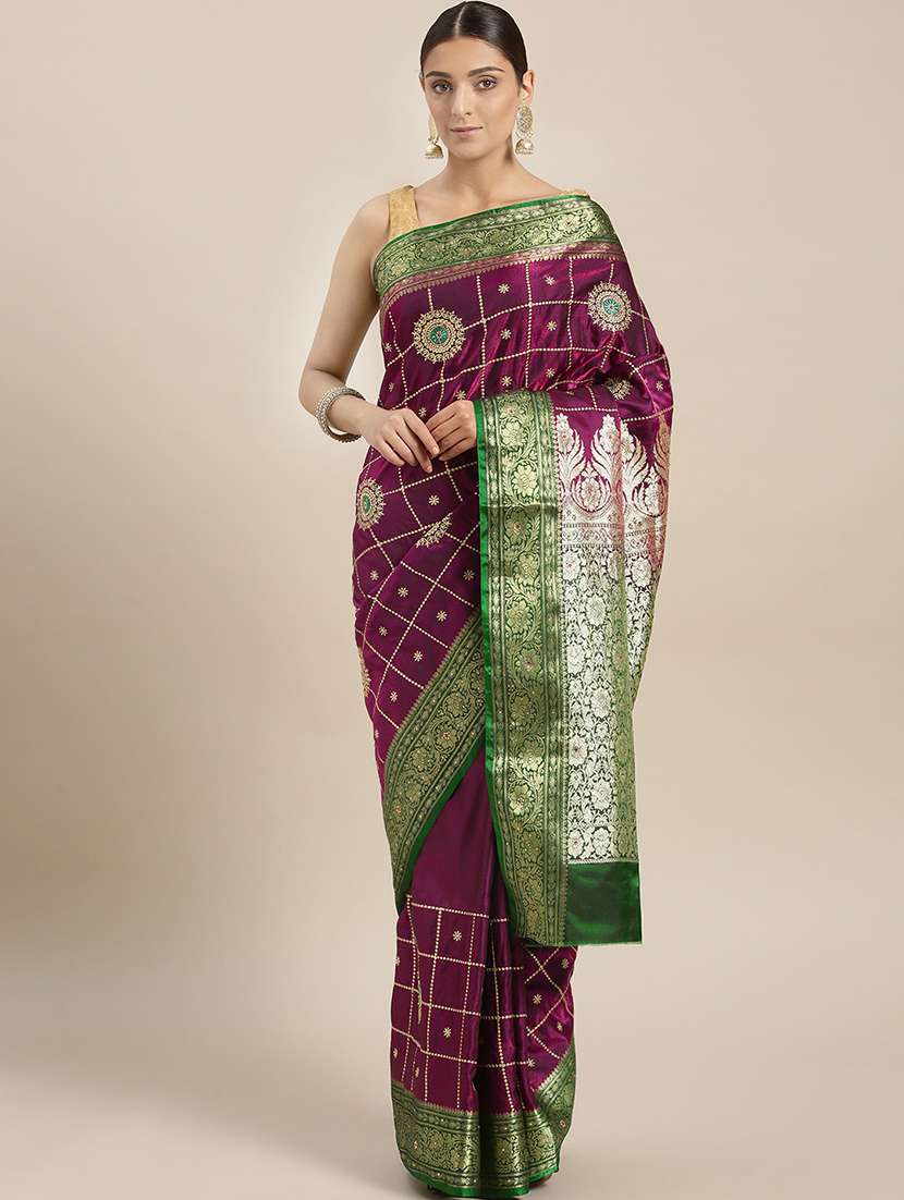 women's bandhani purple colored saree with blouse