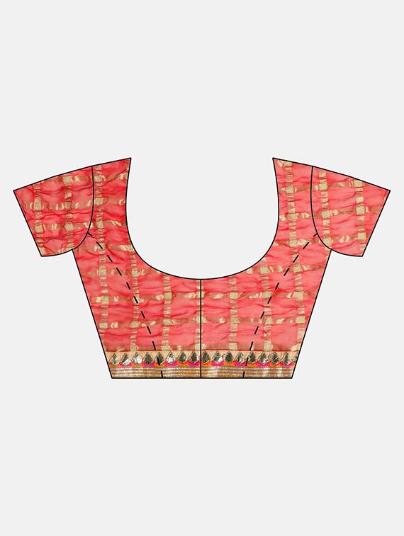 checkered embroidered saree with blouse - 16817829 - Standard Image - 2