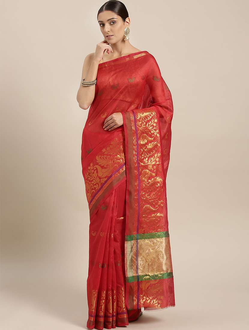 solid chanderi saree with blouse