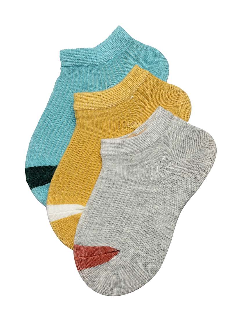 kids pack of 3 solid ankle length  socks 