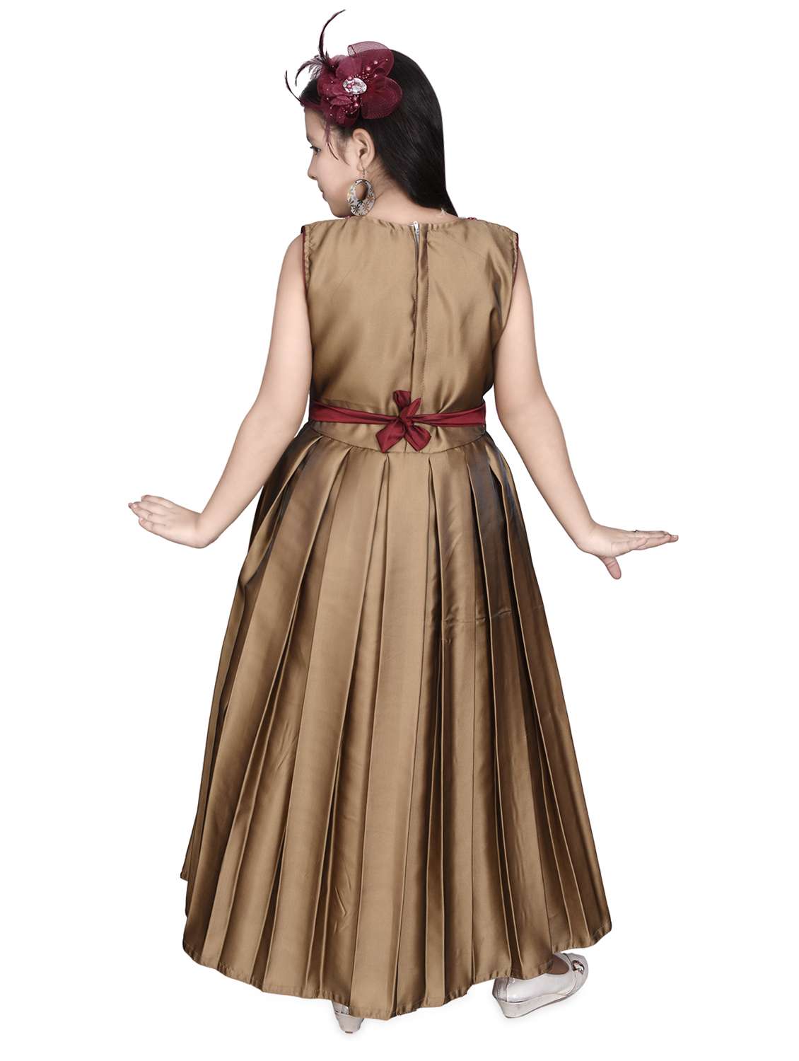 gold silk blend party gown - 16822859 - Standard Image - 2