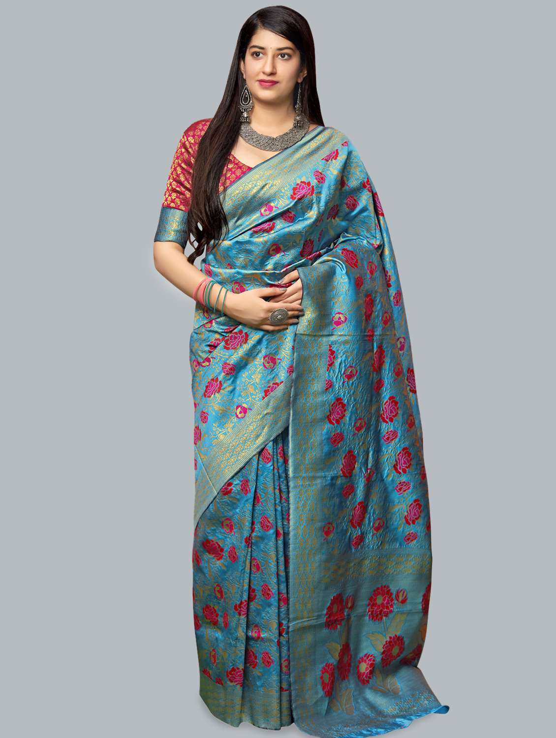 self design banarasi silk  saree with blouse